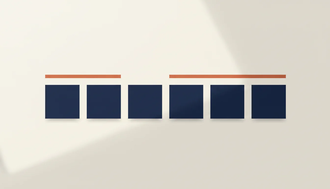 Grille à six cases représentant une progression à six niveaux avec une intensité de couleur croissante