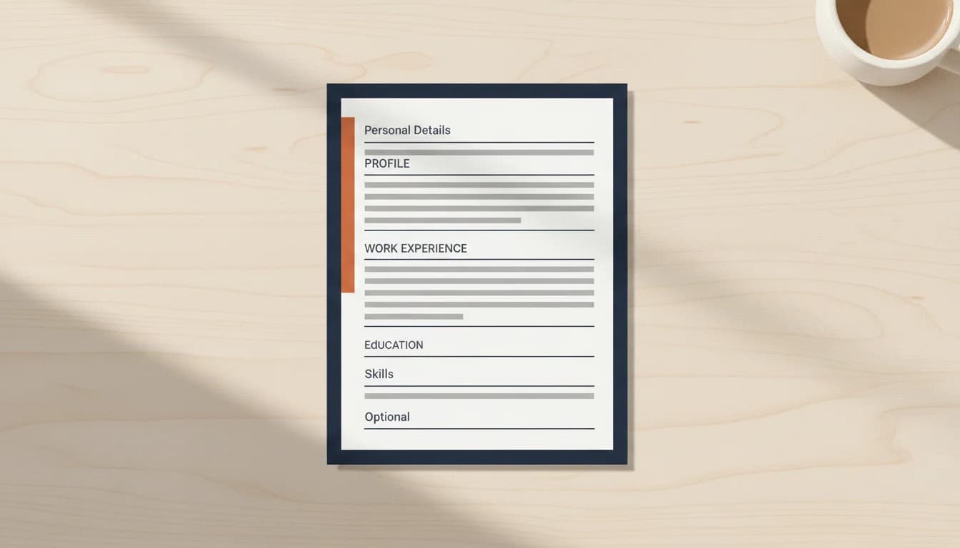 Diagram van de zeven standaardsecties van een Nederlands cv in volgorde van boven naar beneden