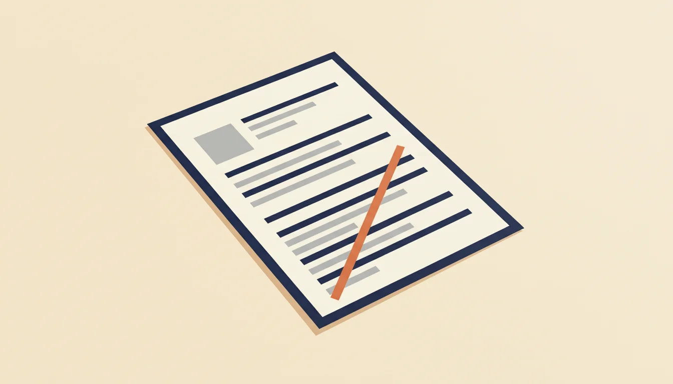 Een cv-pagina waarop de sectie 'Referenties' is doorgestreept met een oranje lijn